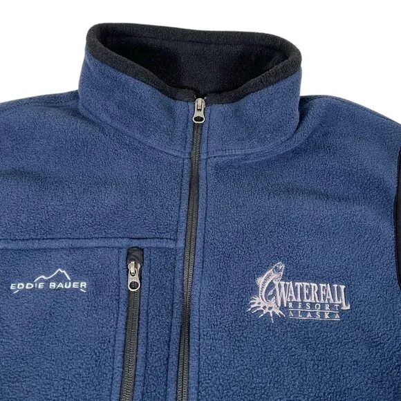 Eddie Bauer Mens Blue Full Zip Waterfall Resort Alaska Fishing Fleece Vest Sz M - Picture 6 of 12